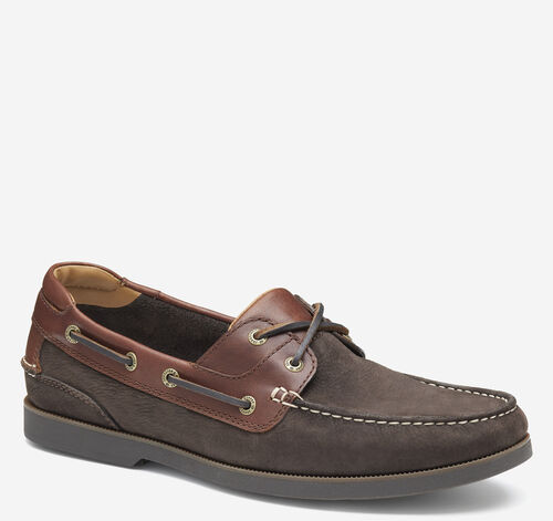 Ventura 2-Eye Boat Shoe - Dark Brown Nubuck/Mahogany Full Grain