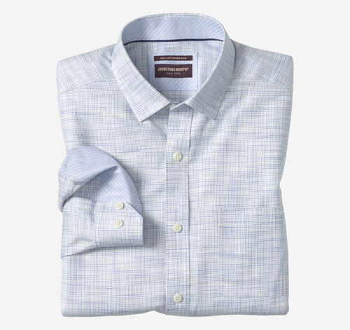 Ovation Non-Iron Dress Shirt - Green/Blue Cross Hatch