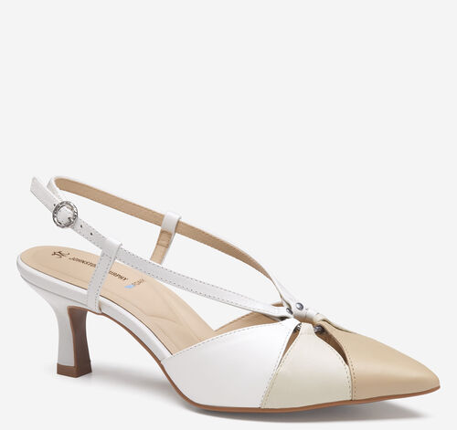 Lindsey Ring Slingback - White Mutli Glove Leather