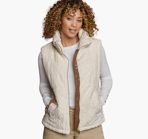 Cable Faux-Fur Vest - Cream