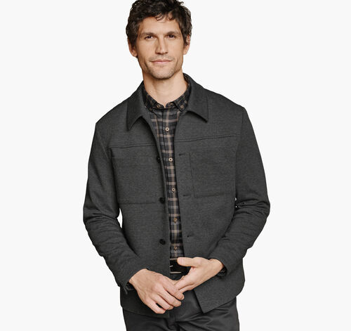 Patterned Shirt Jacket - Charcoal