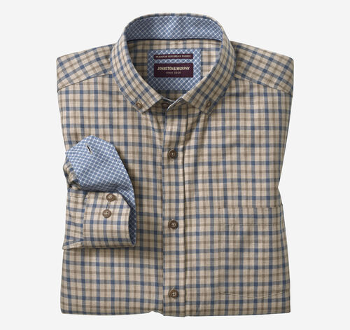 Heathered Shirt - Brown Melange Two-Tone Grid