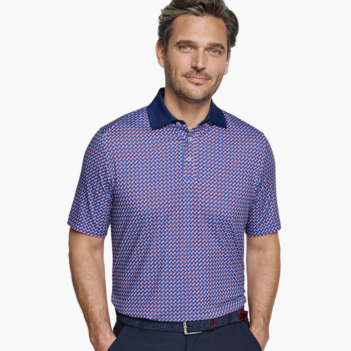 XC4&reg; Performance Solid-Collar Print Polos + Cool Degree&trade; image number null