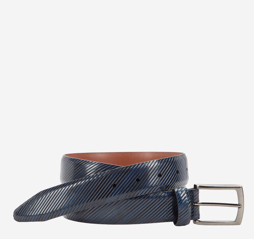 Diagonal-Etched Belt - Navy
