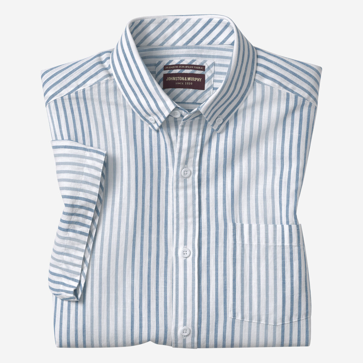 Cotton-Linen Short-Sleeve Print Shirt image number null