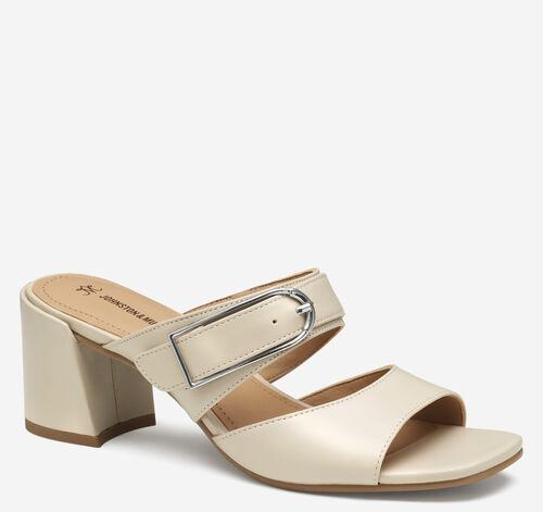 Everly Buckle Slide - Bone Calfskin