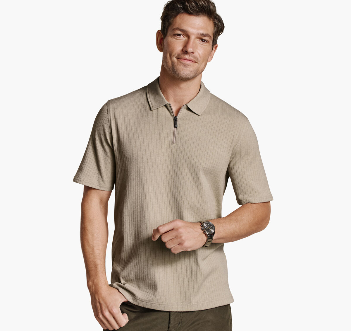 Finn Ribbed Zip Polo image number null