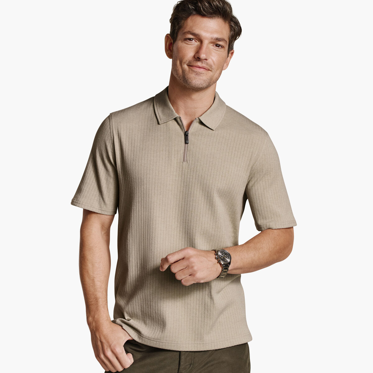 Finn Ribbed Zip Polo image number null