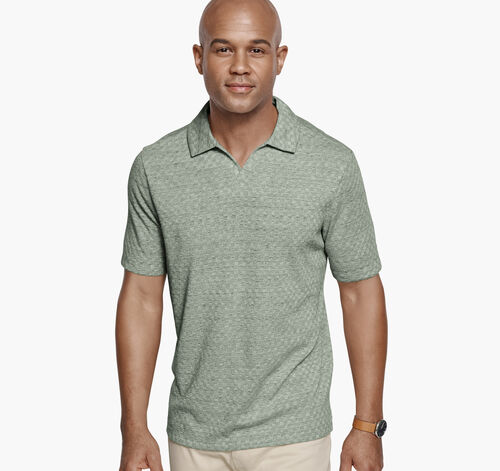 Sedona V-Neck Polo - Sage Basketweave