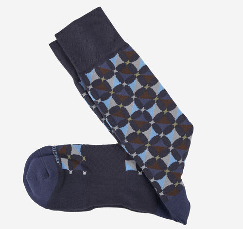 First in Comfort Socks - Navy Multi Geo