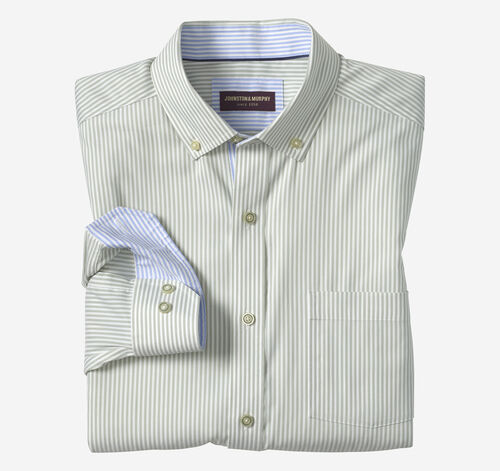 Ovation Non-Iron Oxford Shirt - Green Striped