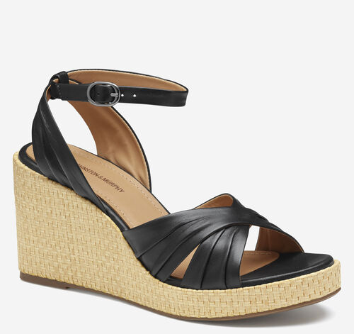 Marcia Cross-Band Sandal - Black Glove Leather
