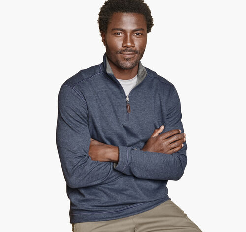 Icon Reversible Solid Quarter-Zip - Blue/Gray