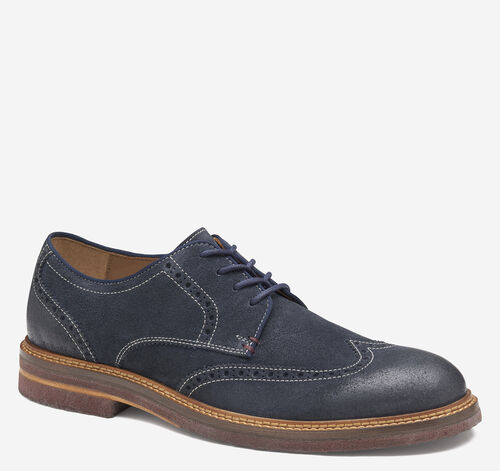 Calder Wingtip - Navy Waxed Suede