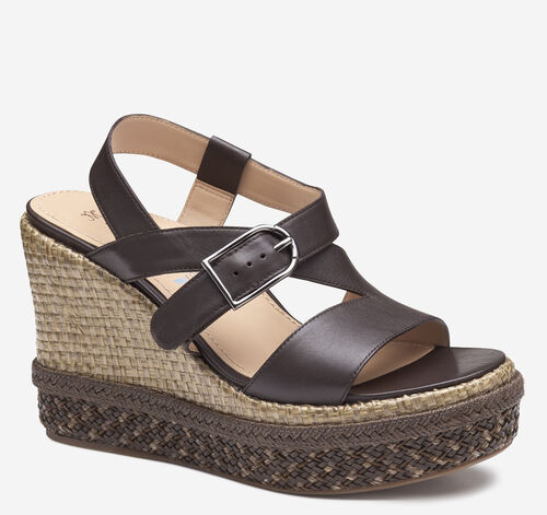 Addison Asymmetrical Wedge - Dark Brown Nappa Leather