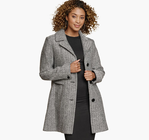 Tweed Coat - White/Black