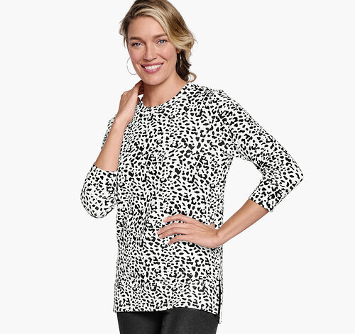Side-Slit Pullover - Animal Print