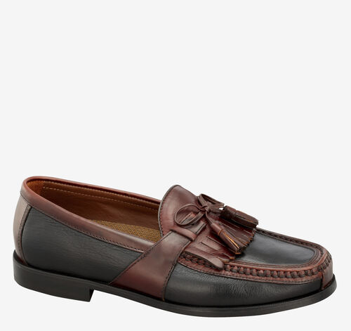 Aragon II Kiltie Tassel Loafer - Black Smooth/Antique Mahogany Waxed