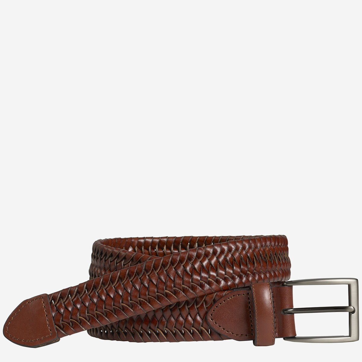 Stretch Leather Braided Belt image number null
