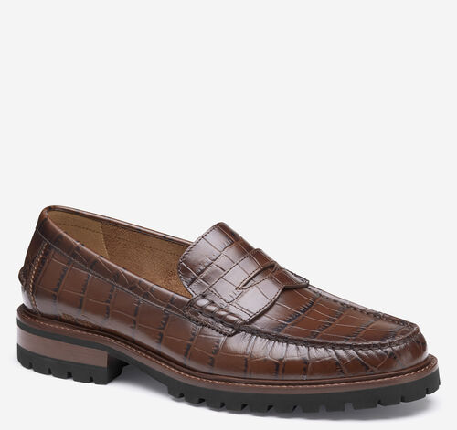 Collier Penny Loafer - Brown Croc-Embossed Full-Grain Leather