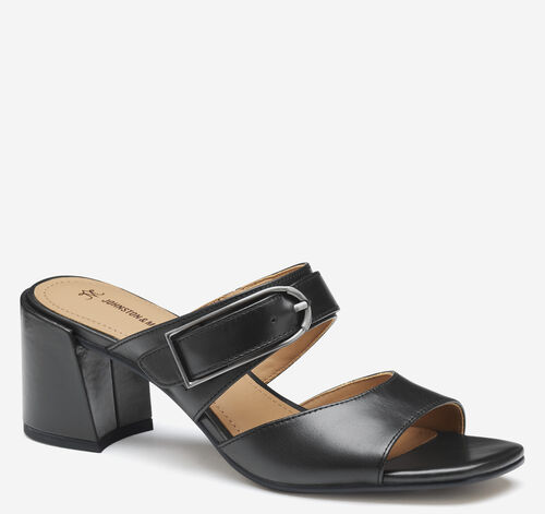 Everly Buckle Slide - Black Calfskin