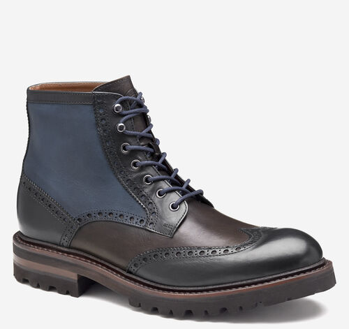 Dudley Lug Wingtip Boot - Navy Multi Hand-Stained Calfskin