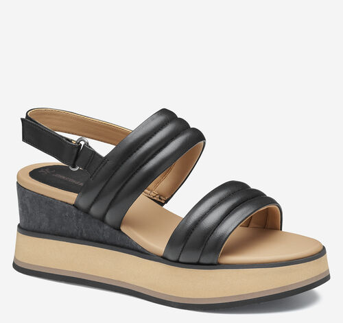 Colleen Double-Band Sandal - Black Glove Leather