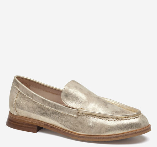Gillian Loafer - Champagne Metallic Italian Kid Suede