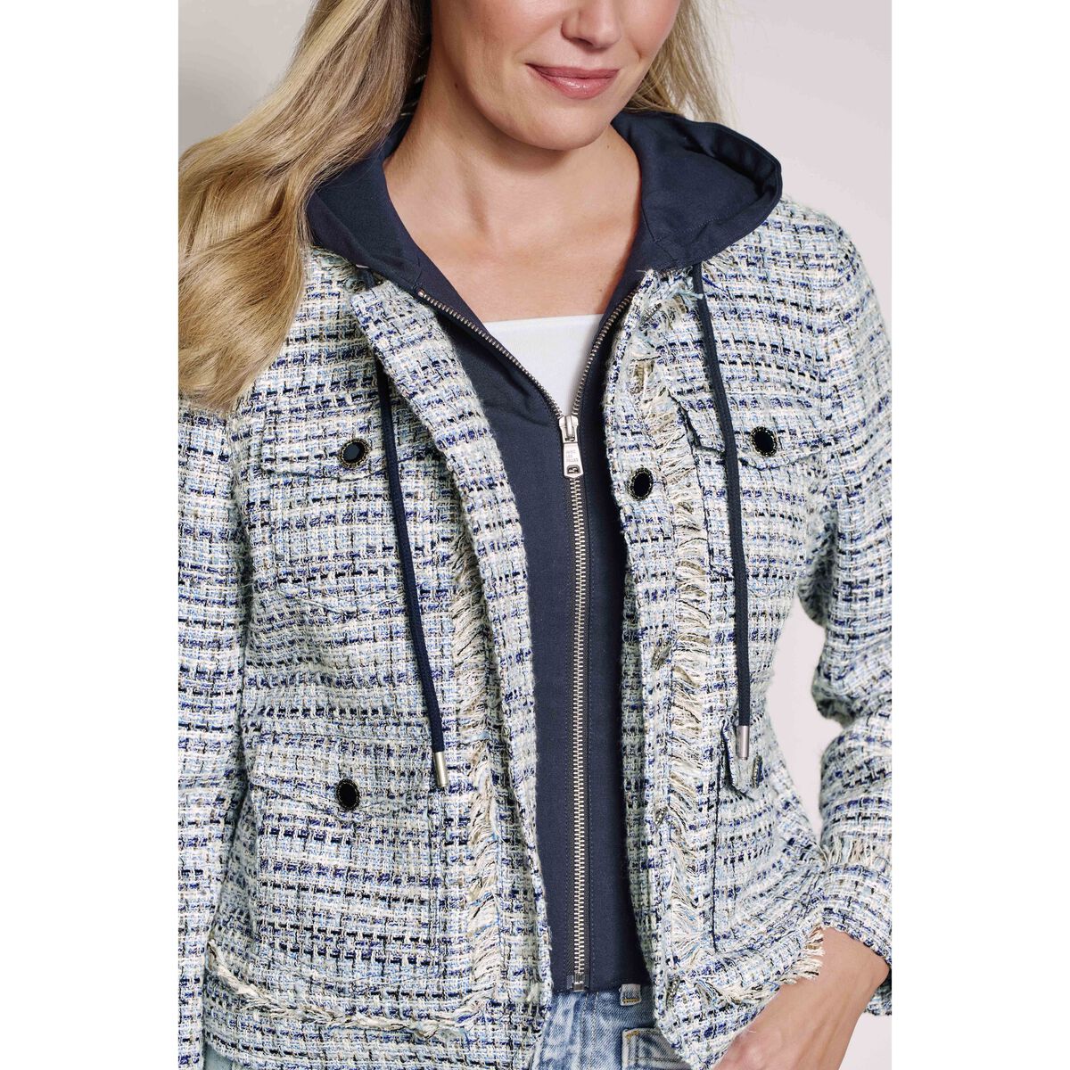 Tweed Jacket with Removable Hooded Bib image number null