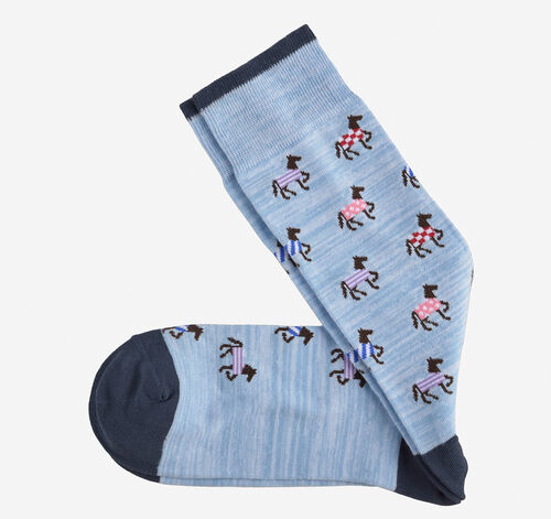 Space Dyed Socks - Light Blue Horses