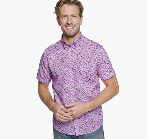 Printed Short-Sleeve Shirt - Pink Sunglasses