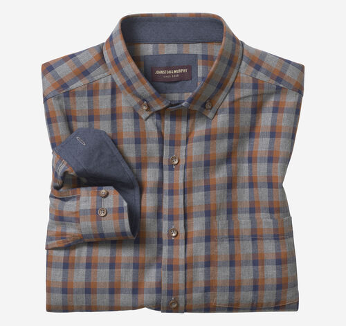 Heathered Woven Shirts - Gray Quad Check