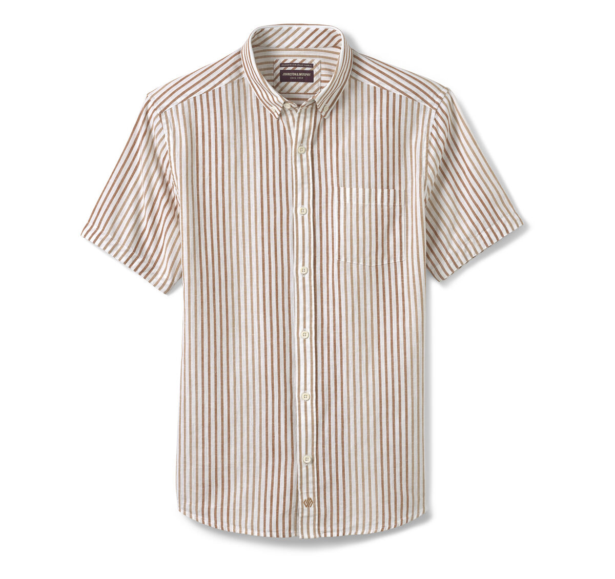 Cotton-Linen Short-Sleeve Print Shirt image number null