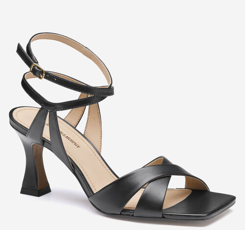 Christine Cross-Band Sandal - Black Glove Leather