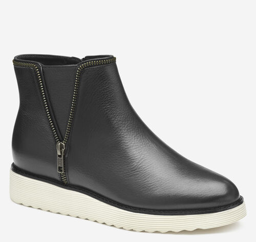 Mitzi Zipper Bootie - Black Calfskin