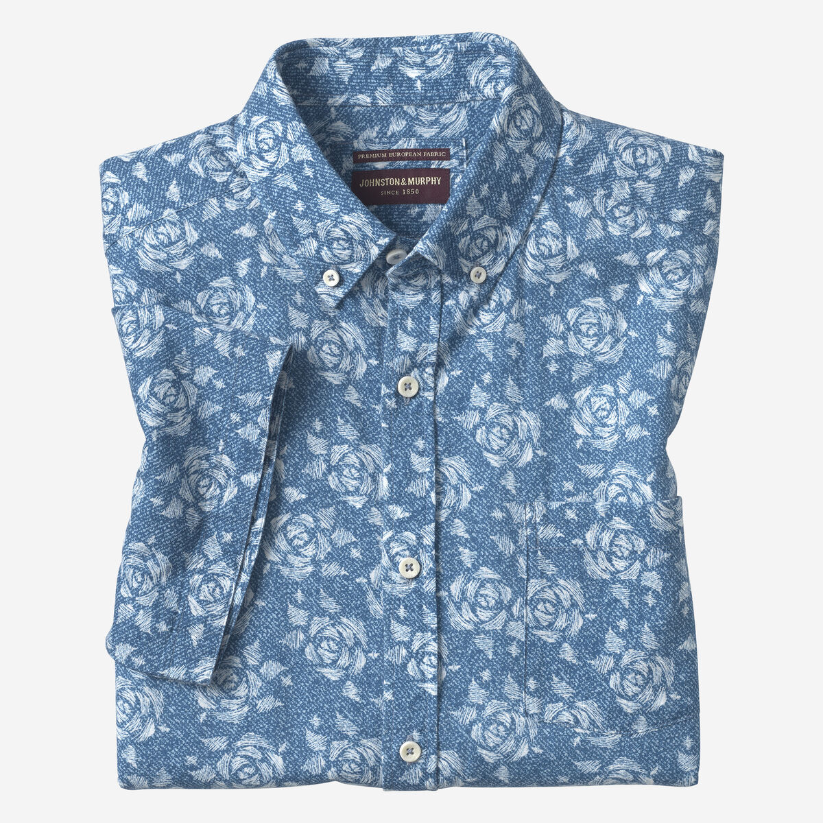 Cotton-Linen Short-Sleeve Print Shirt image number null