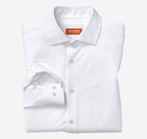 XC+&trade; Motion Long-Sleeve Dress Knit Shirt - White Solid