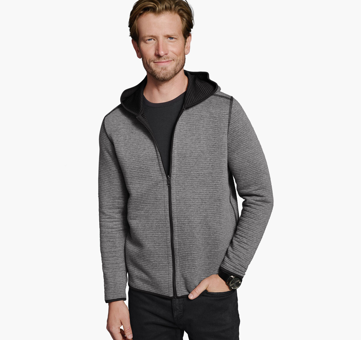 Reversible Channel Quilted Hoodie image number null