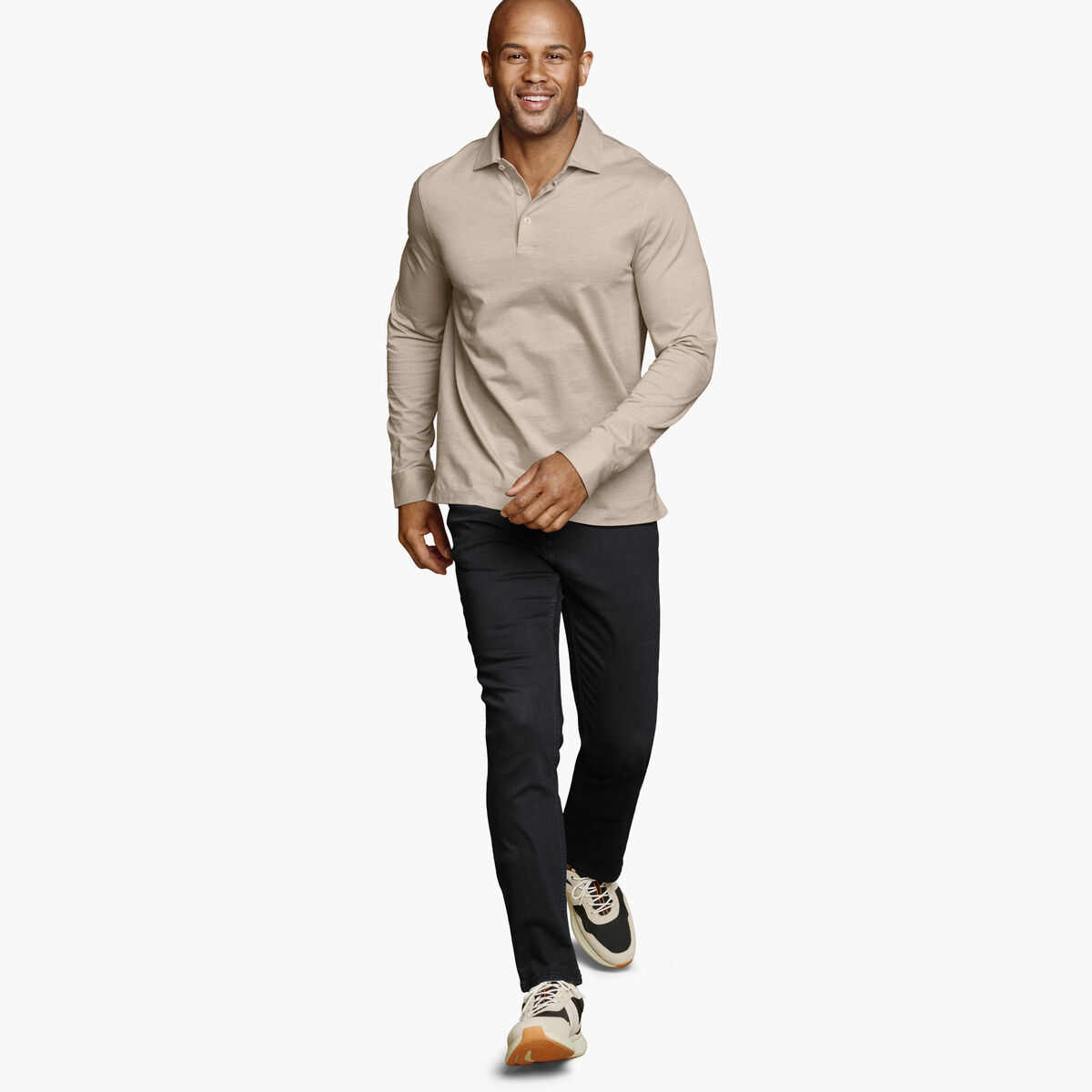 Herringbone Long-Sleeve Polo image number null