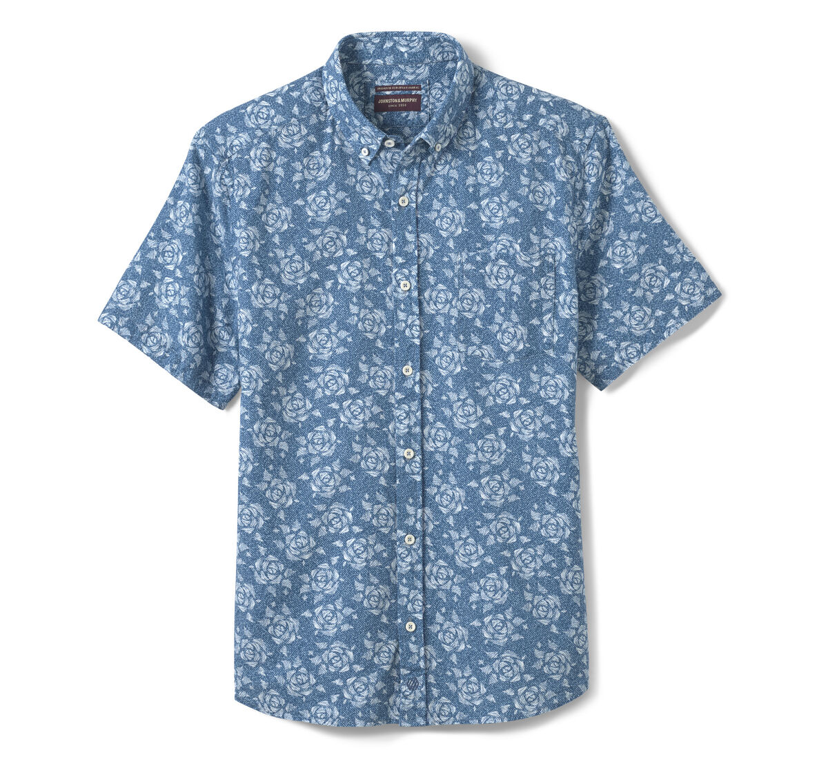 Cotton-Linen Short-Sleeve Print Shirt image number null