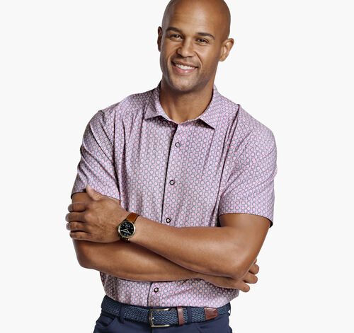 XC+&trade; Motion Short-Sleeve Print Knit Shirt - Pink Medallion