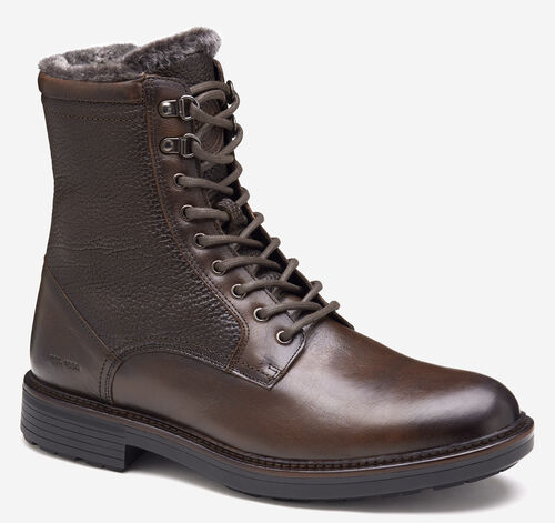 Latham Plain Toe Shearling Boot - Dark Brown European Calfskin/Shearling