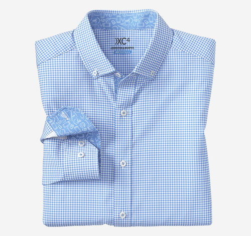 Game Day Long-Sleeve Gingham Shirt - Light Blue
