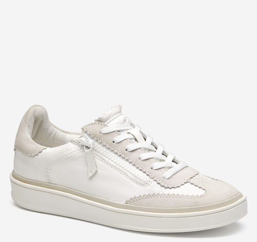 Ashley Side-Zip Lace-Up - White Suede/Glove Leather