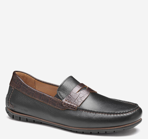 Cort 2.0 Penny Loafer - Black Full Grain/Dark Brown Croc Embossed Full Grain Leather