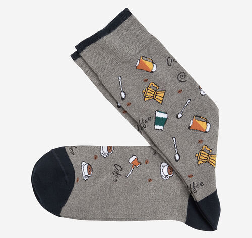 Novelty Socks - Gray Coffee Time