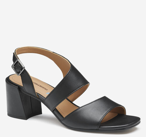 Everly Asymmetrical Sandal - Black Glove Leather