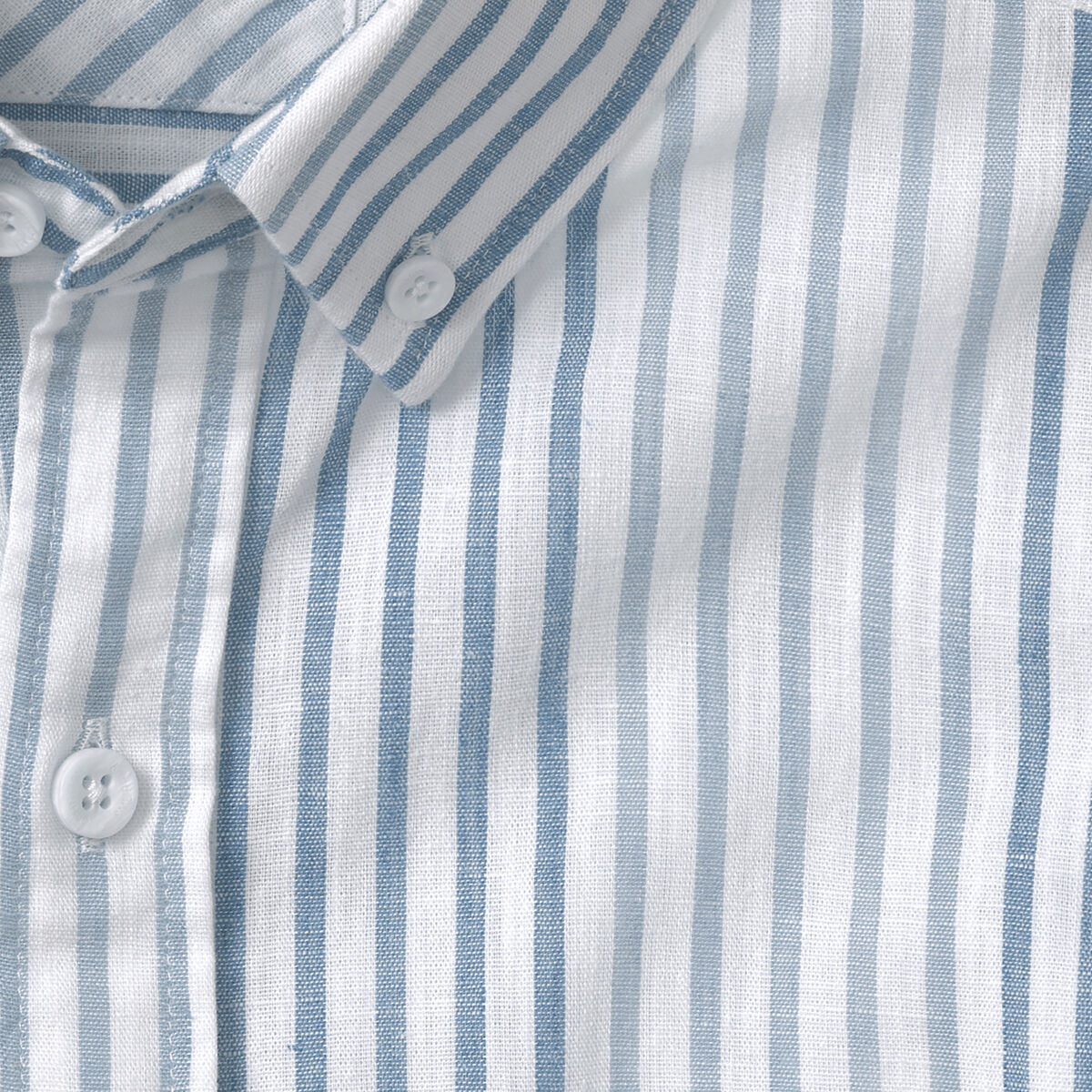 Cotton-Linen Short-Sleeve Print Shirt image number null