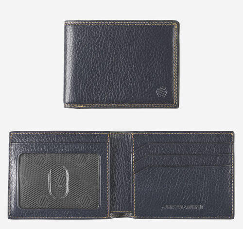 Double Contrast Stitch Billfold Wallet - Navy