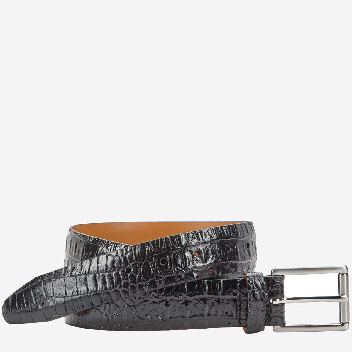 Croc-Embossed Leather Belt image number null